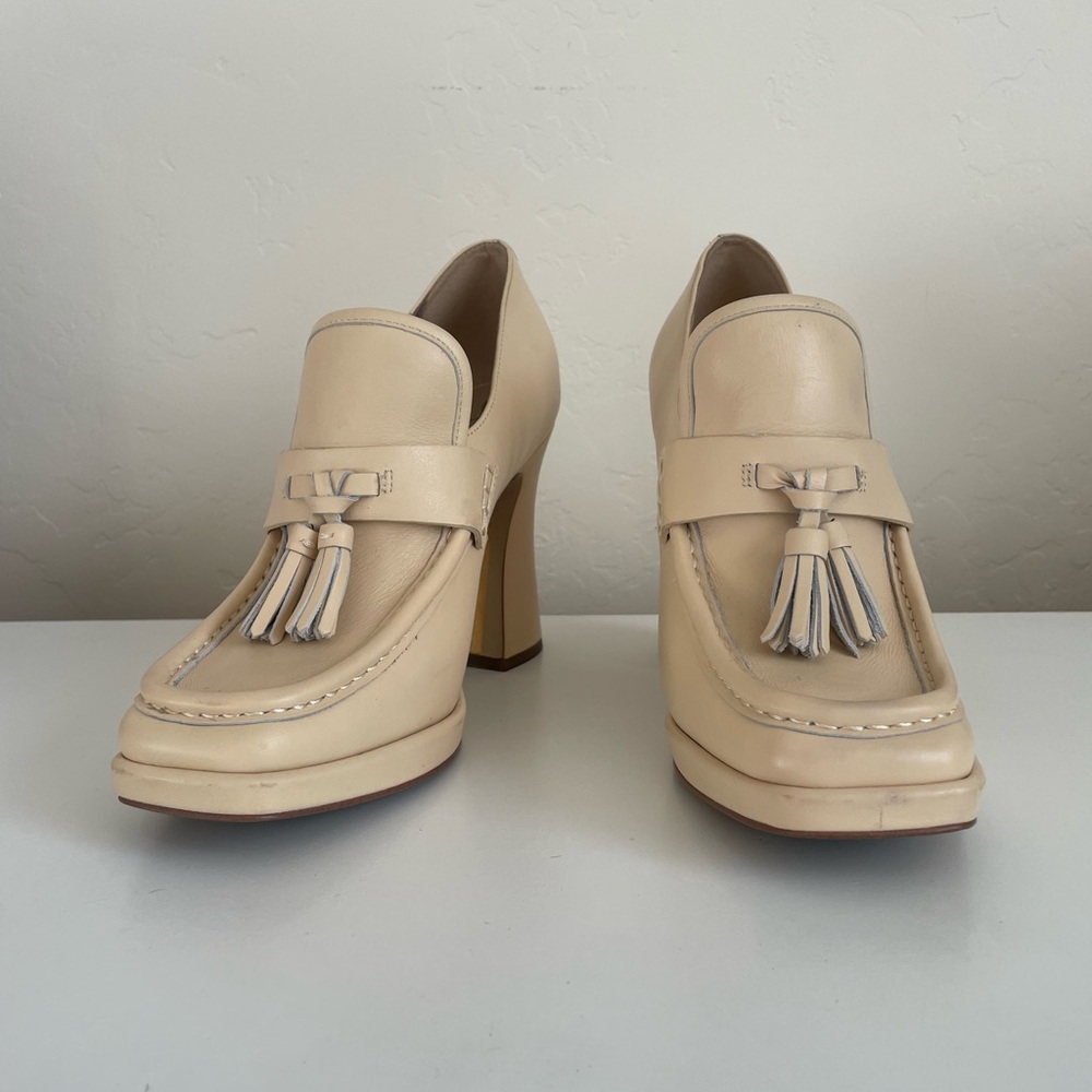 Sam Edelman Cream Heeled Loafers - Picture 10 of 14